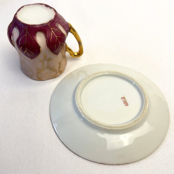 Japanese Vintage Set of 4 Hand Painted Demitasse Porcelain Teacups Saucers #6912 - Picture 15 of 15